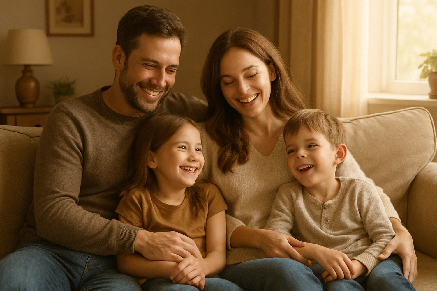 family in the sofa